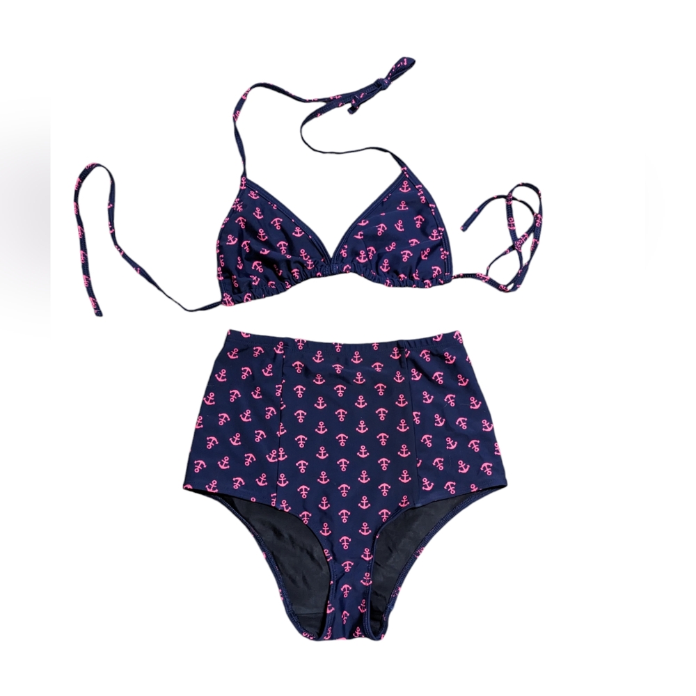 AMERICAN APPAREL TWO PIECE SET HIGH WAISTED BOTTOMS AND TRIANGLE ANCHOR PRINT